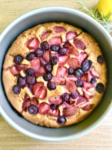 Lemon Olive Oil Cake with Blueberries and Strawberries